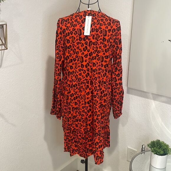 The Drop womens Red Animal Printed Tiered Mini Dress by graceatwood size M | NWT - Picture 13 of 15